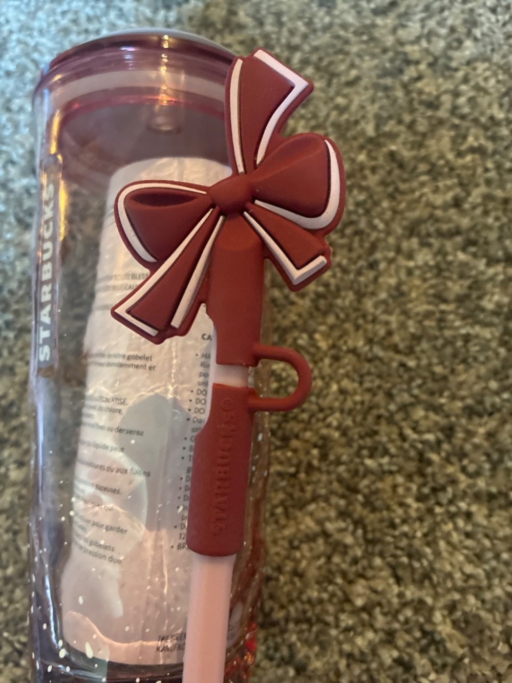 Starbucks Pink Winter Wonderland Cold Cup With Bow Straw Topper - Picture 5 of 7